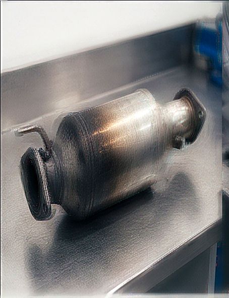 Diesel particulate filter on a workbench
